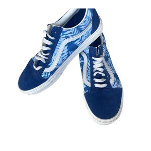 Vans Unisex Blue & White Floral/Tropical Sneakers Size 7 Men’s, Womens 8.5